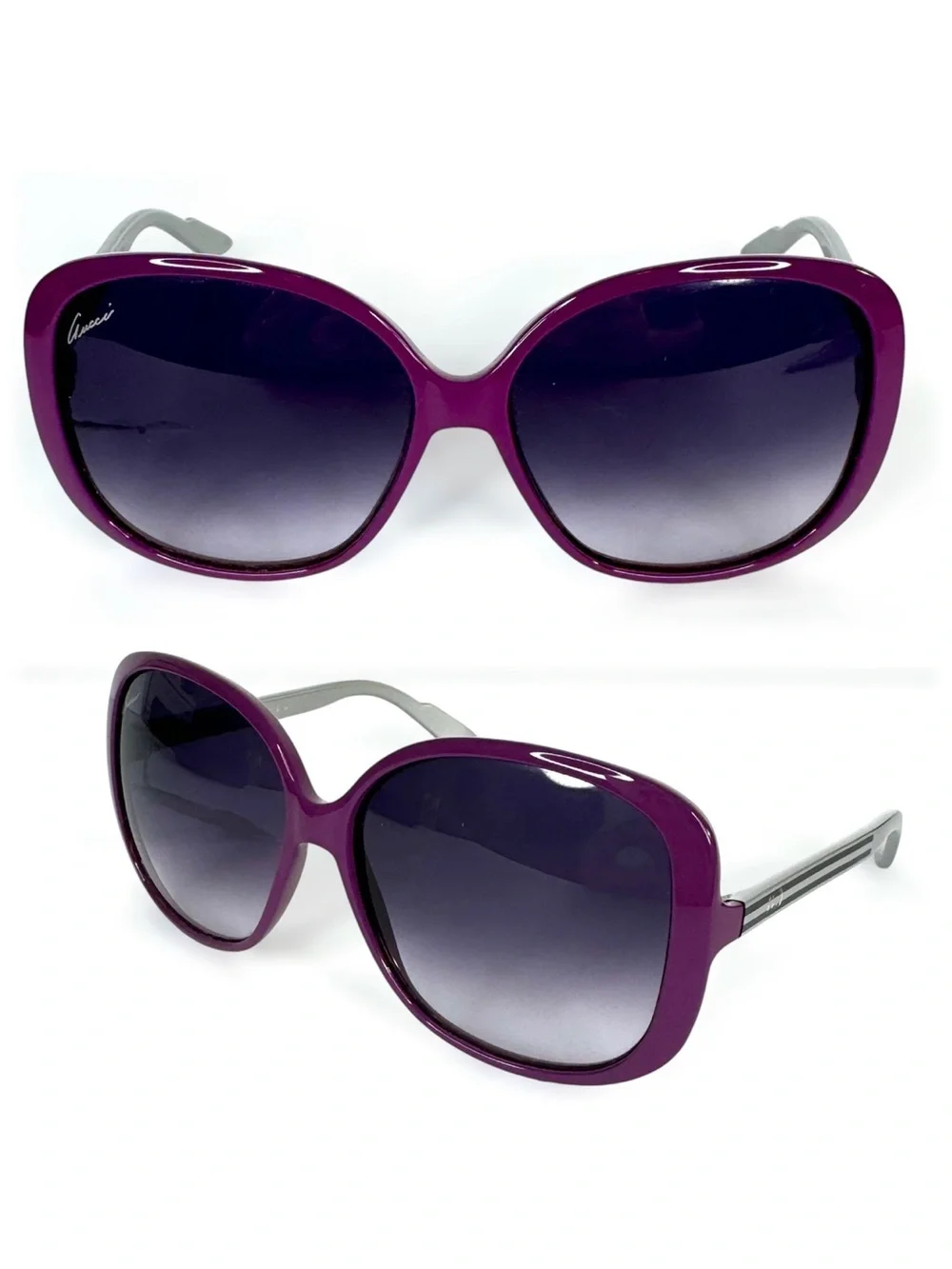 GUCCI 3157 Oversized Sunglasses NEW In Case Violet Silversmoke Made In Italy